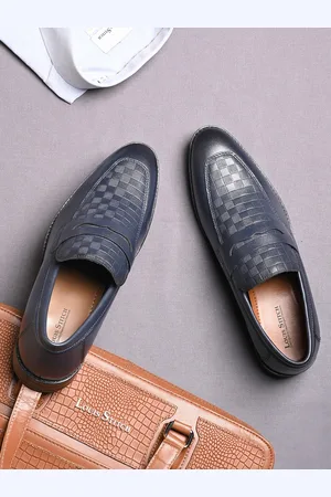LOUIS STITCH Men Prussian Blue Formal Slip-On Mocassin Shoes