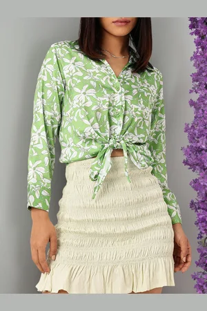 DressBerry Spirited Petals Knot & Tie Hem Shirt