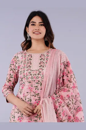 DORIYA Floral Printed Sequinned Detailed Kurta & Salwar With Dupatta