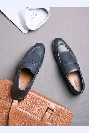 LOUIS STITCH Men Prussian Blue Formal Slip-On Mocassin Shoes