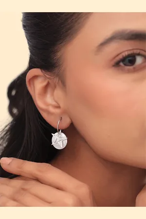 Kicky And Perky 9.25 Sterling Silver Rhodium-Plated Mother of Pearl Hoop Earrings