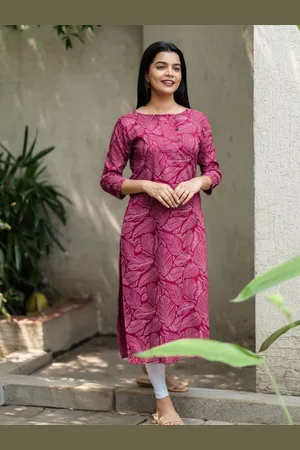 Hay Floral Printed Boat Neck Straight Kurta