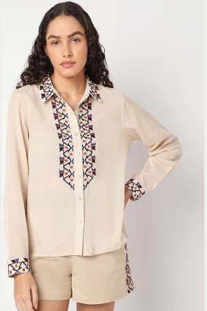 VERO MODA Women Spread Collar Ethnic Motifs Printed Cotton Casual Shirt