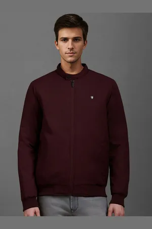 Louis Philippe Men Mock Collar Solid Casual Bomber Jacket