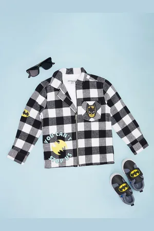 Pantaloons Boys Spread Collar Checked Cotton Casual Tailored Jacket