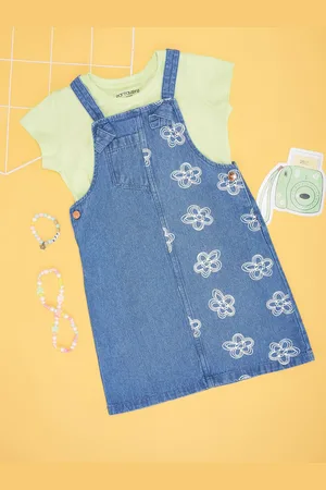 Pantaloons Cotton Girls Floral Pinafore Dress