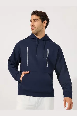 Styli Men Minimal Front Statement Print Relaxed Fit Hoodie