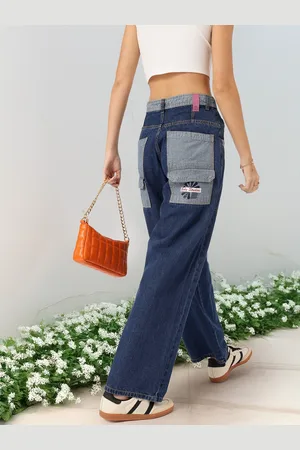DressBerry Women Contrast Twist Baggy Fit Jeans