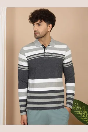 Sweet Dreams Men Striped Polo Collar Cotton Lounge T-Shirt