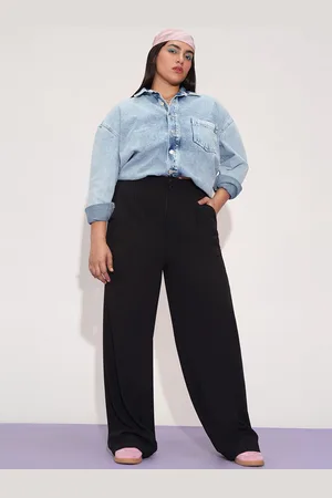 FREAKINS Women Relaxed Straight Leg Loose Fit High-Rise Korean Pant