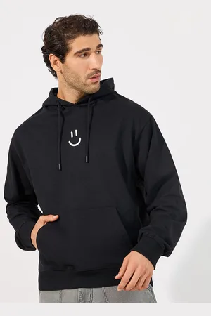 Styli Men Minimal Emoji Print Relaxed Fit Hoodie