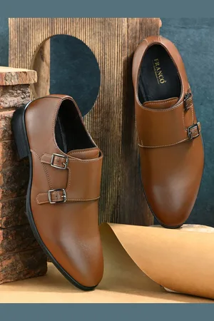 Franco Leone Men Solid Round Toe Formal Monk Shoes
