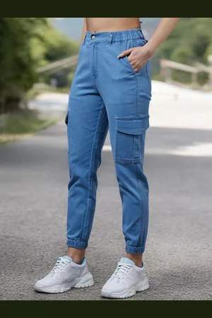 Miss Chase Women High-Rise Stretchable Cargo Styles Joggers Jeans