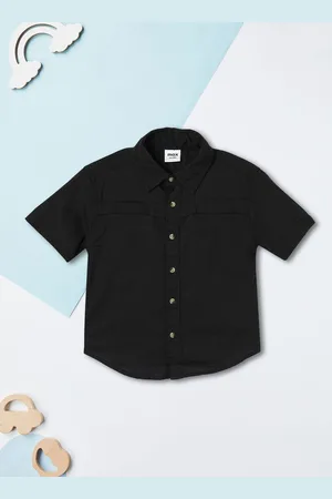Max Collection Boys Spread Collar Solid Cotton Casual Shirt