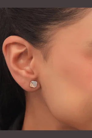 Kicky And Perky 925 Sterling Silver Rose Gold-Plated Mother of Pearl Contemporary Studs