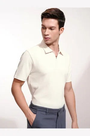 Highlander Men Self Design Polo Collar Relaxed Fit T-shirt