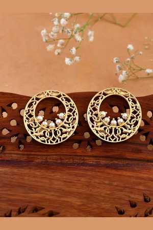 House of Pataudi Nazakat Sharmeeli Gold Plated Pearl Beaded Classic Studs