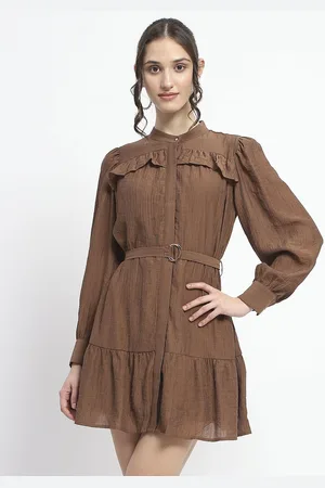 MADAME Women Cuffed Sleeves Fit & Flare Dress