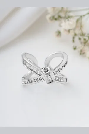 Joker & Witch Silver-Plated Stone-Studded Adjustable Twinkle Finger Ring