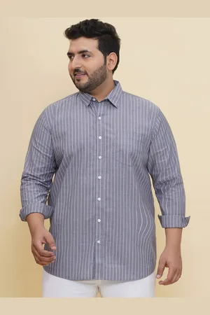 John Pride Men Spread Collar Vertical Striped Cotton Casual Shirt