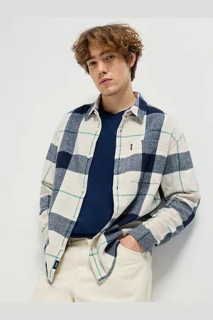 The Bear House Men Spread Collar Tartan Checked Cotton Relaxed Fit Casual Shirt