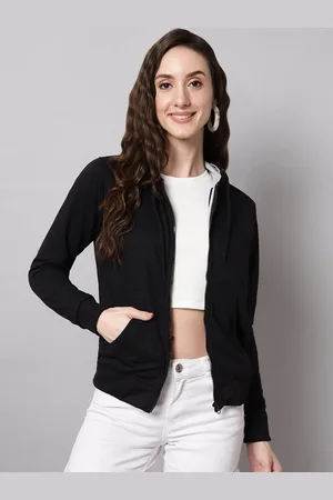 Funday Fashion Women Hooded Solid Fleece Casual Bomber Jacket