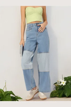 DressBerry Women Next-Gen Blues Colourblocked Baggy Fit Jeans