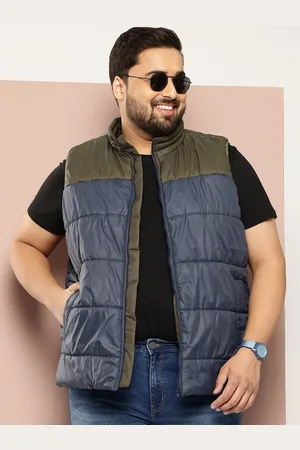Sztori Men Plus Size Colourblocked Windcheater & Water Resistant Puffer Jacket