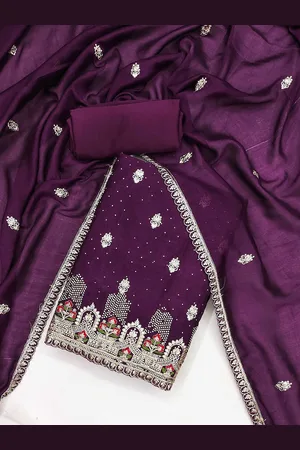 Mitera Women Embroidered Unstitched Dress Material