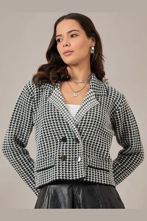 Roadster The Lifestyle Co. Checked Double Breasted Notched Lapel Collar Woollen Blazer