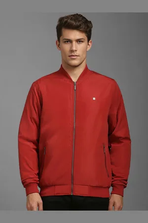 Louis Philippe Men Stand Collar Solid Cotton Casual Bomber Jacket