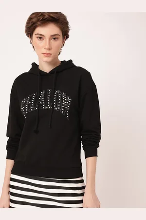 DressBerry Street Swag Studded Hooded Cotton Terry Relaxed Fit Sweatshirt