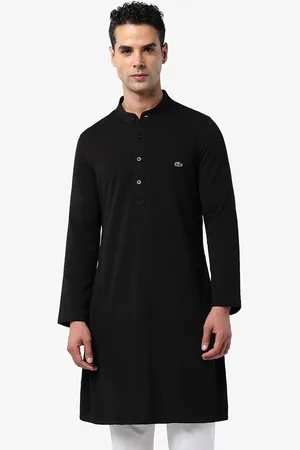 Lacoste Mandarin Collar Long Sleeves Pure Cotton Slim Fit Straight Kurta
