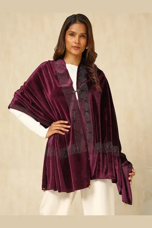 Soch Geometric Embellished Velvet Shawl