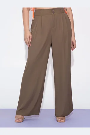 FREAKINS Women Relaxed Straight Leg Straight Fit High-Rise Pleated Korean Pant