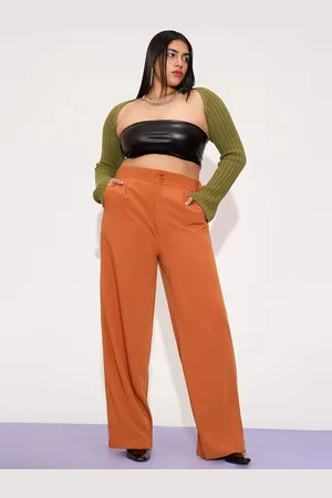 FREAKINS Women Plus Size Relaxed Straight Leg Loose Fit High-Rise Korean Pants