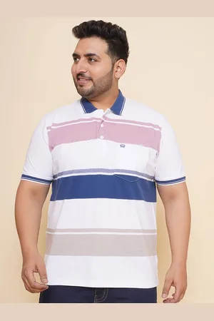 John Pride Men Striped Polo Collar Pockets Pure Cotton T-shirt