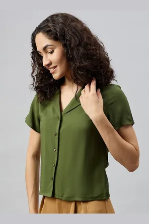 Deewa Women Solid Lapel Collar Top