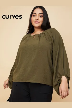 Max Collection Women Plus Size Puff Sleeve Cotton Top