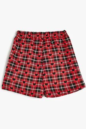 Koton Girls Checked Mid-Rise Regular Fit Shorts