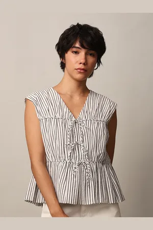 ONLY Striped Cotton Blouson Top