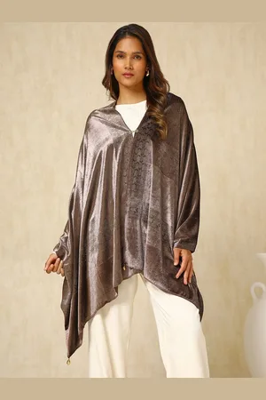 Soch Striped Embellished Beads and Stones Velvet Shawl