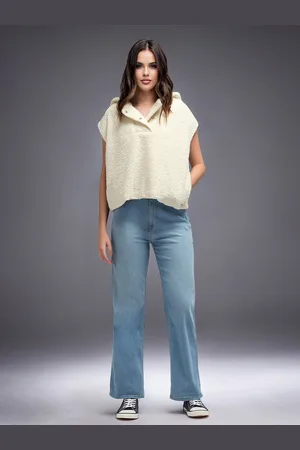 Flying Machine Women Straight Fit High-Rise Light Fade Stretchable Jeans