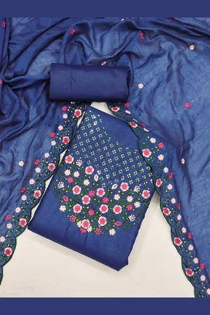 Mitera Women Embroidered Unstitched Dress Material