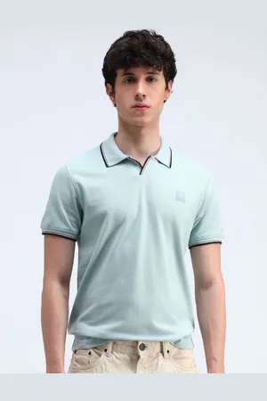 Flying Machine Men Self Design Polo Collar Cotton T-shirt