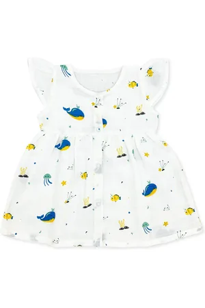 BAESD Girls Printed Organic Cotton Capsleeve Peplum Dress