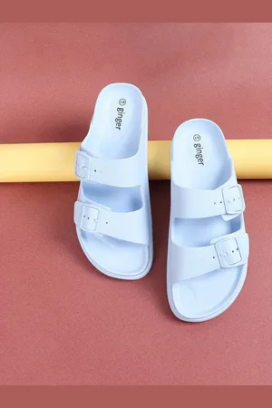 Lifestyle Women Rubber Flip Flops With Buckle Detailed