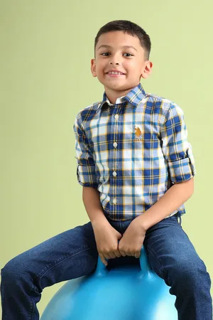 Ralph Lauren Boys Spread Collar Tartan Checked Cotton Casual Shirt