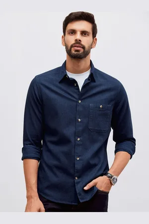 Andamen Premium Slim Fit Textured Self Design Button-Down Collar Cotton Casual Shirt