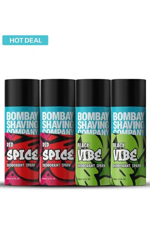 Bombay Shaving Company Men Set of 2 Red Spice & 2 Black Vibe Deodorant Spray - 150ml each